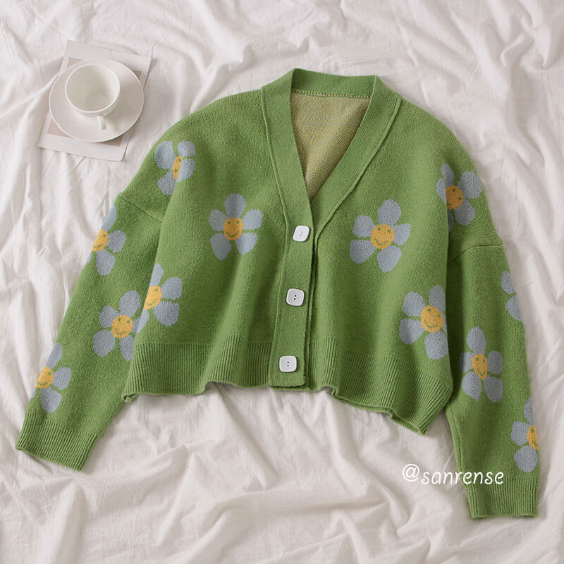 Flower Knit Cardigans Sweater SE21028