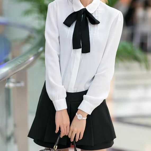 Bowknot Tie Sweet Chiffon Blouse SE3688