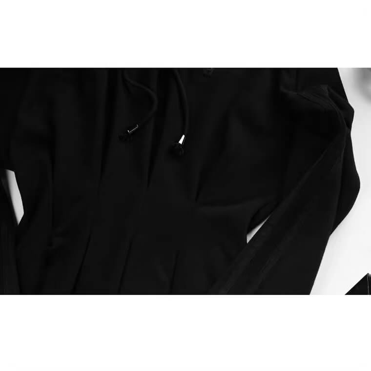 Black Zipper Hooded Dress SE21960