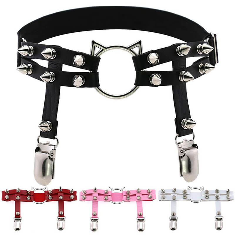 Cat Rivet Leg Garters SE21459