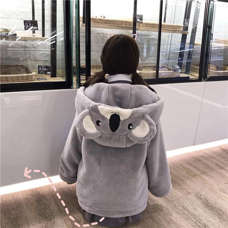 Gray Hooded Lamb Coat SE20655