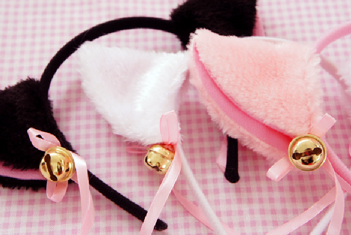 Kawaii cosplay maid black/white/pink bell hair band SE9537