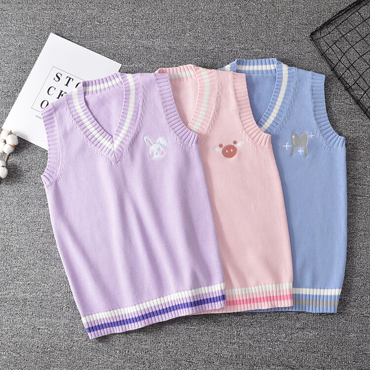 JK Cartoon Animal Vest Sweater SE21062