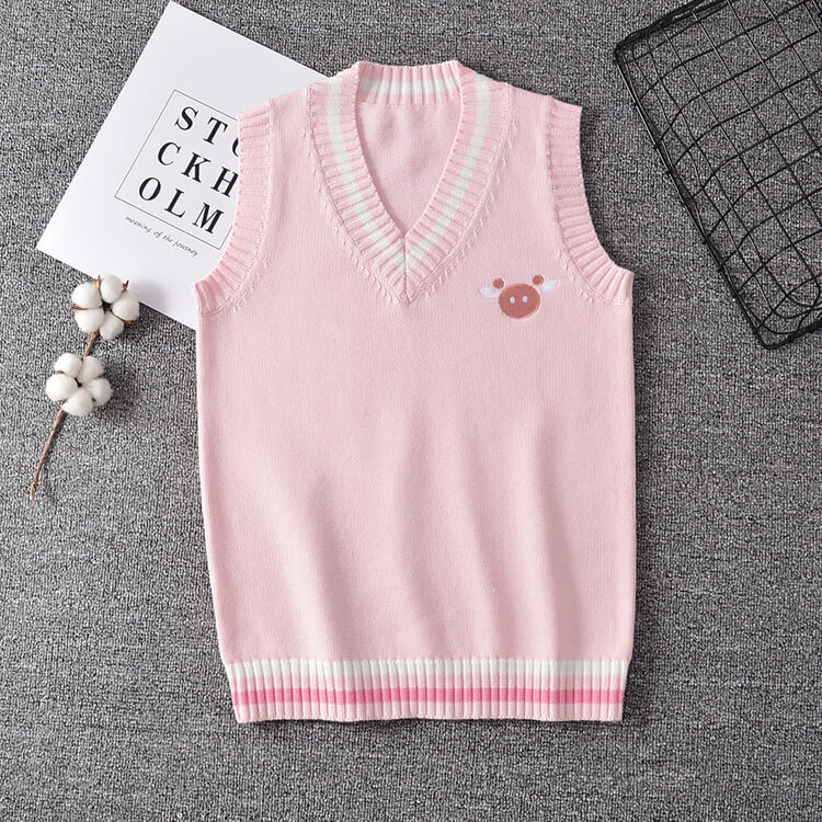JK Cartoon Animal Vest Sweater SE21062