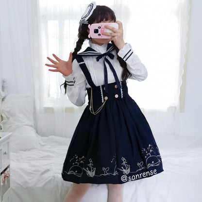 Japanese Anchor Sailor Shirt Skirt Suit SE21063