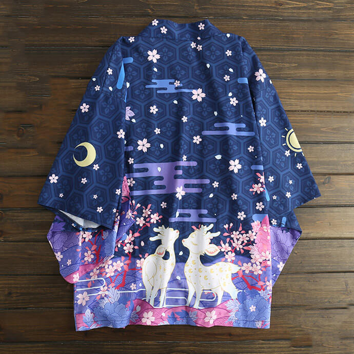 Japanese Sakura Deer Flower Moon Sunscreen Kimono SE20775