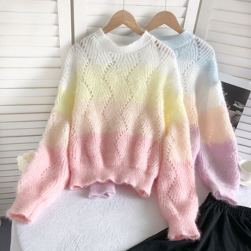 Kawaii Rainbow Striped Sweater SE22581
