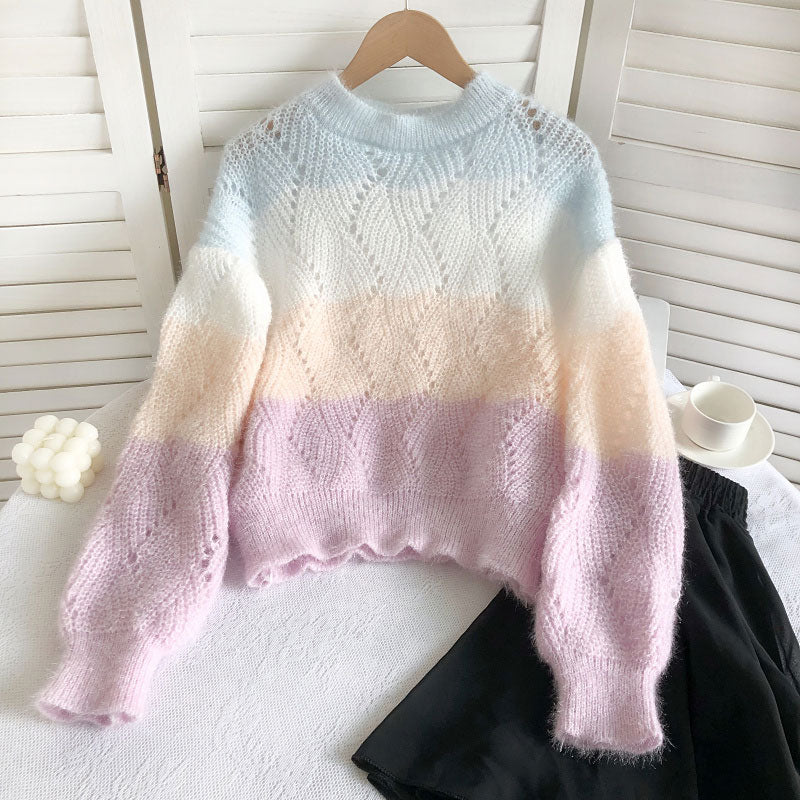 Kawaii Rainbow Striped Sweater SE22581