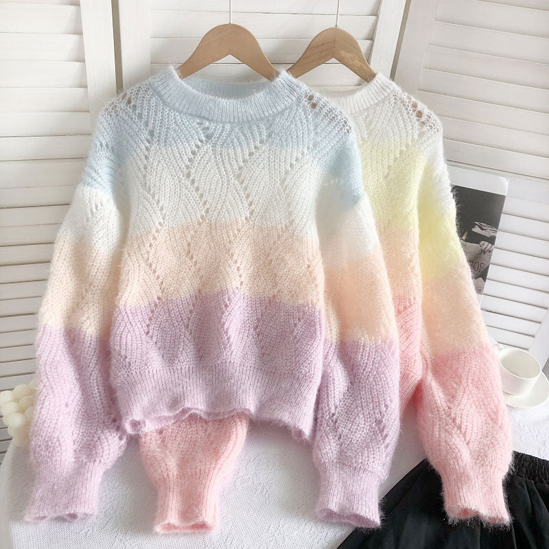 Kawaii Rainbow Striped Sweater SE22581