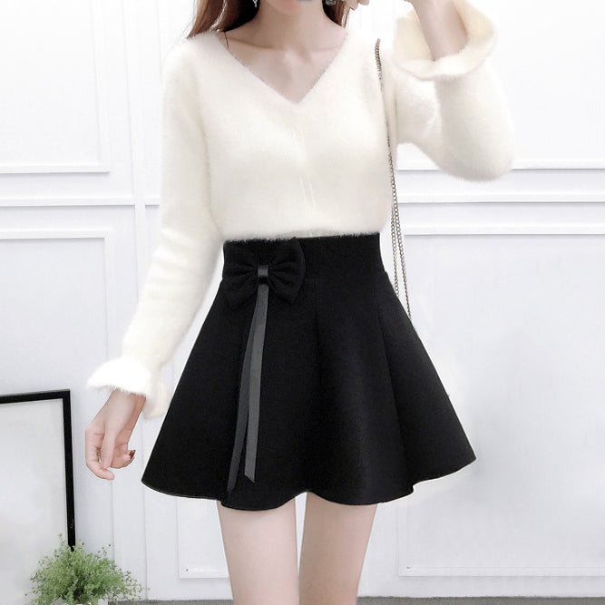 Kawaii Sweater Bow Skirt Set SE22165