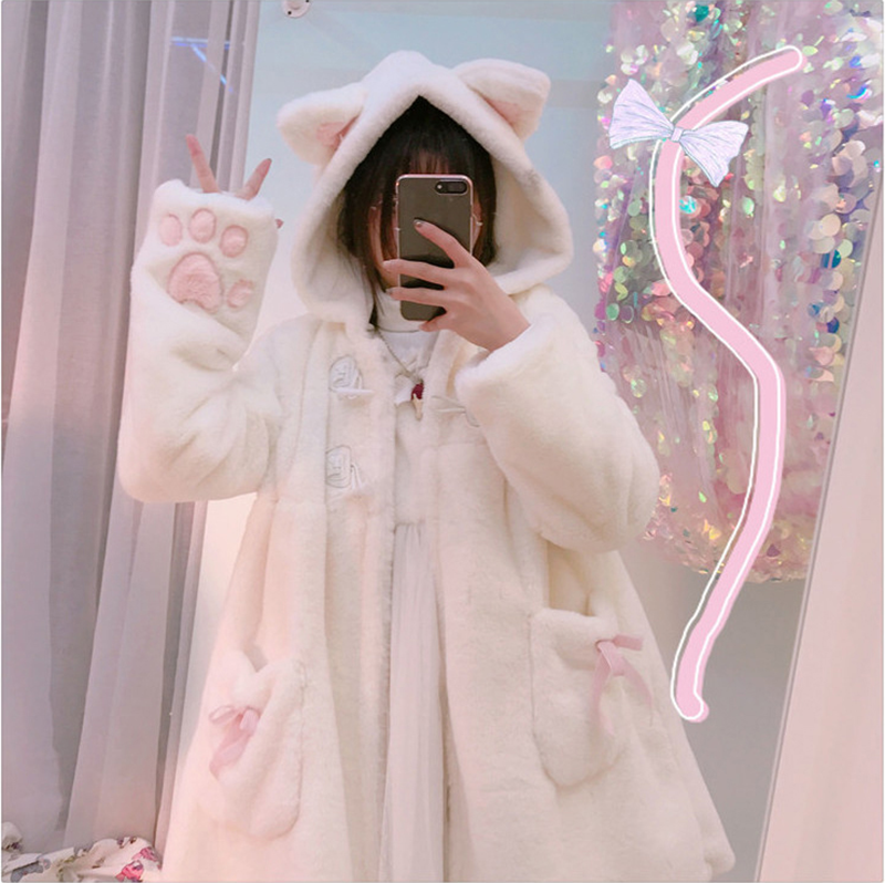 Kawaii Cat Hooded Warm Coat SE20174 SANRENSE