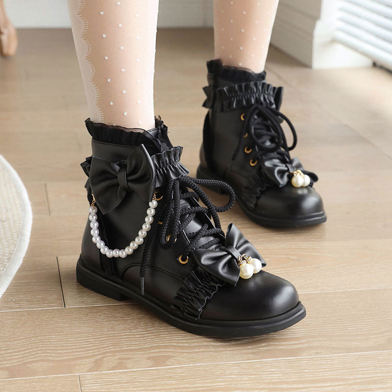 Lace Bow Ankle Boots SE22481