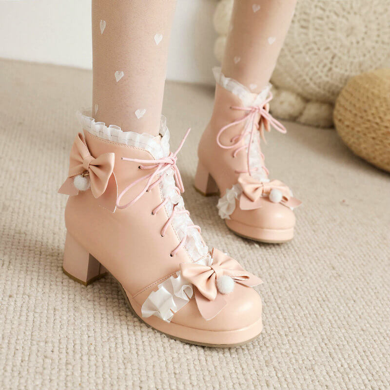 Lace Bow Boots SE21971