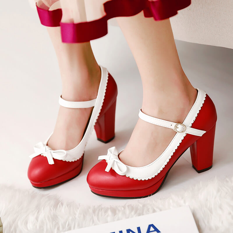 Lace Bow High Heels Shoes SE21640