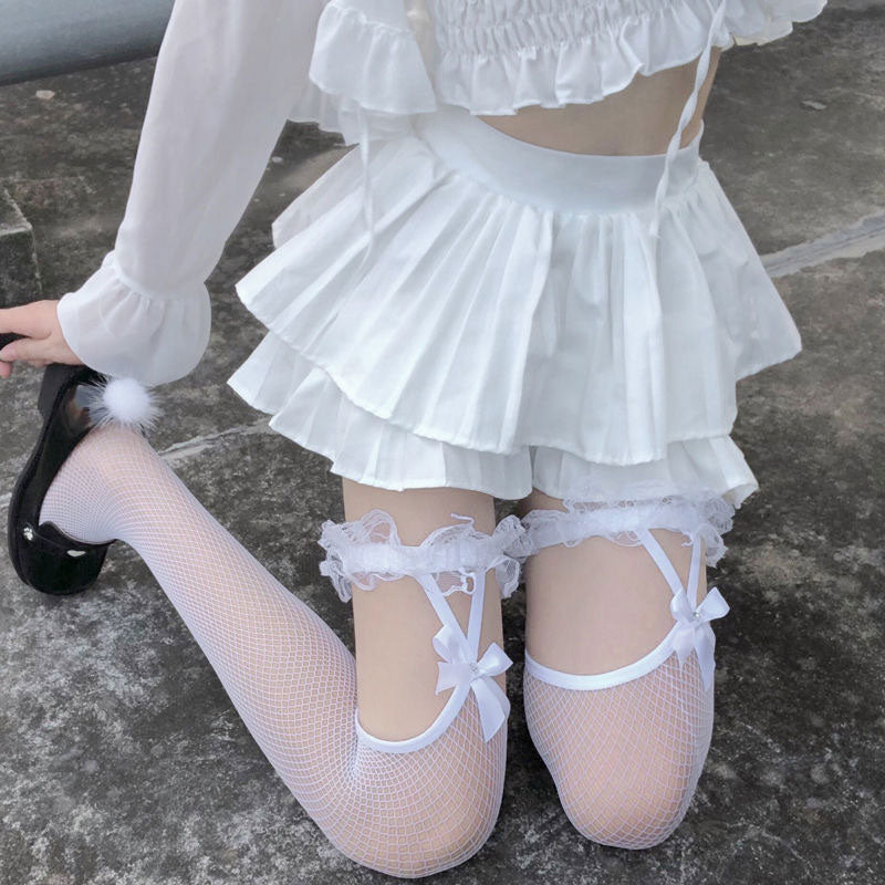 Lace Bow Mesh Stockings SE22544