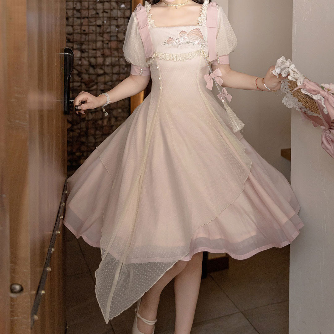 Lace Bow Peach Dress SE22677