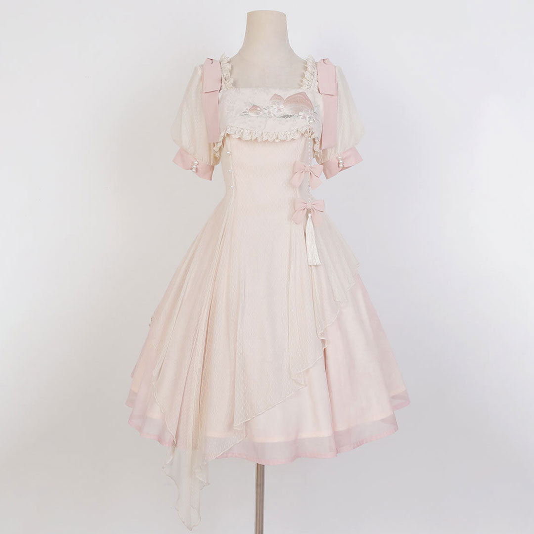 Lace Bow Peach Dress SE22677