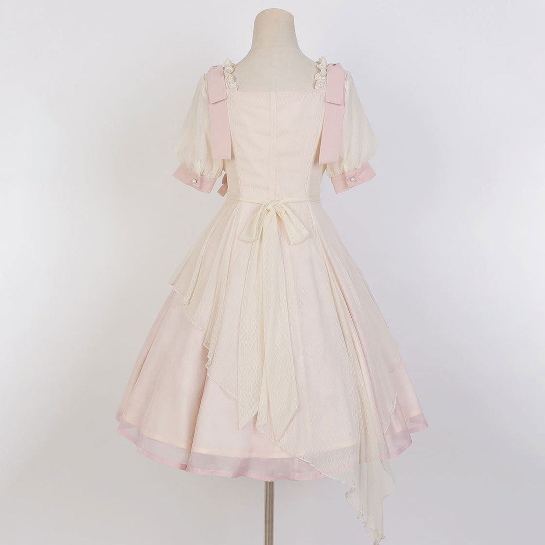 Lace Bow Peach Dress SE22677