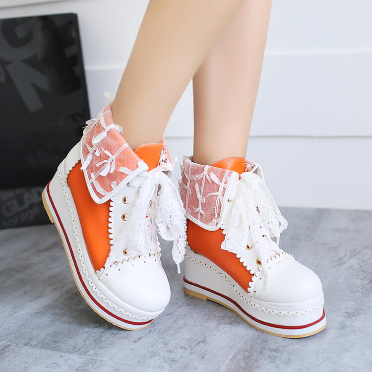 Lace Bow Platform Boots SE21320