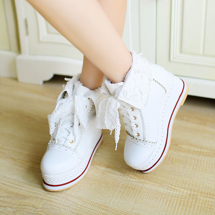 Lace Bow Platform Boots SE21320