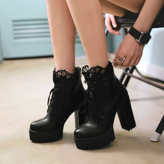 Lace Flower High Heels SE21853