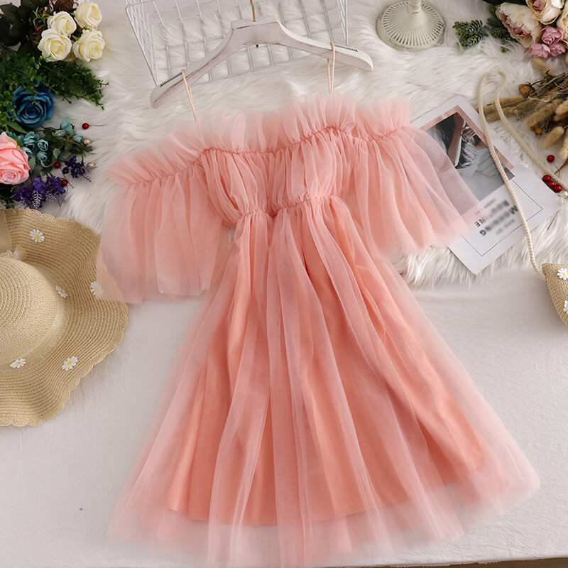 Lace Gauze Sling Dress SE21634
