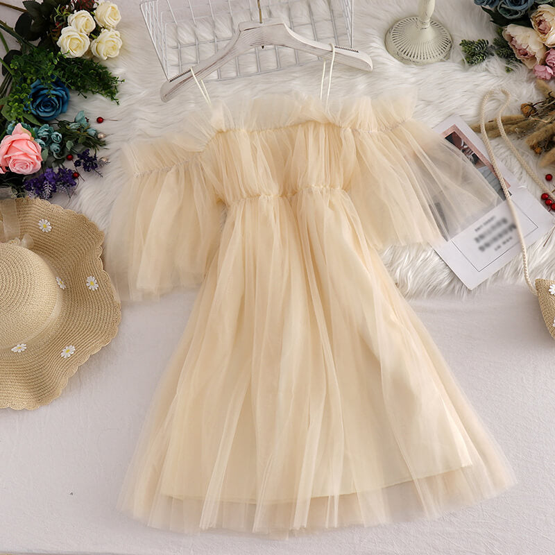 Lace Gauze Sling Dress SE21634