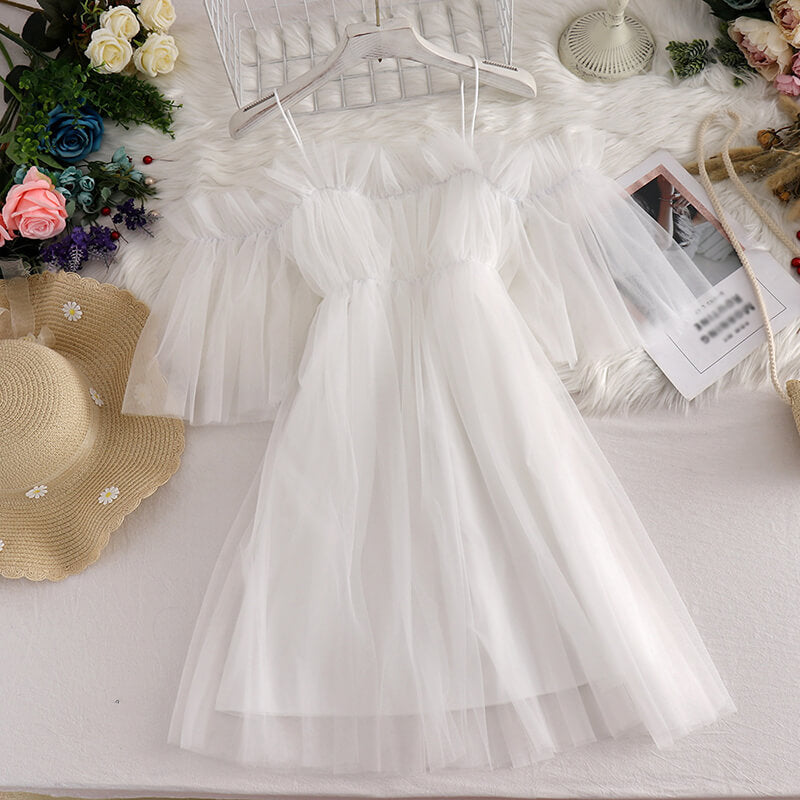 Lace Gauze Sling Dress SE21634