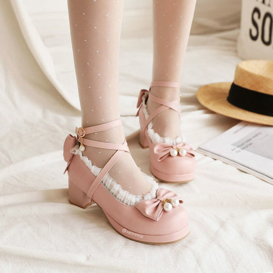 Lace Lolita Bow Shoes SE21245
