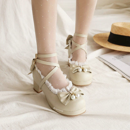 Lace Lolita Bow Shoes SE21245