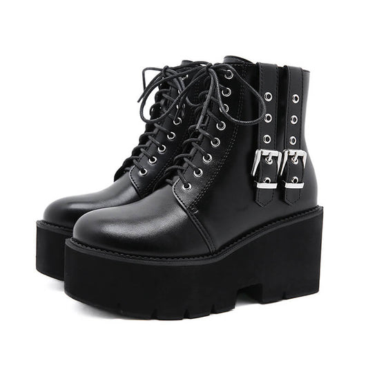 Buckle Zipper Boots SE21622