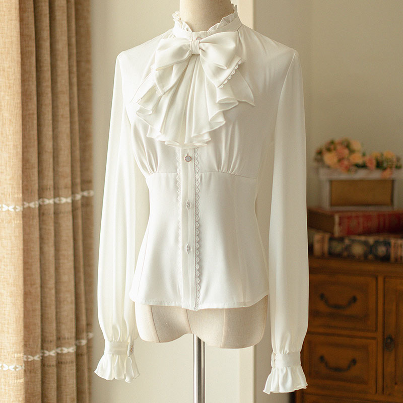 Lolita Bow Blouse Floral Skirt Set SE22545