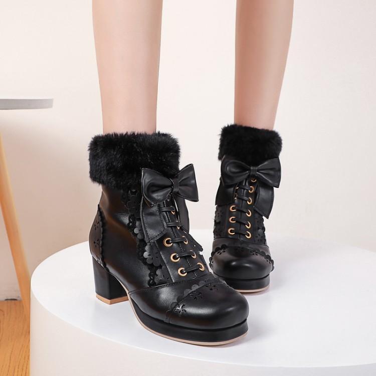 Lolita Flower Bow Boots SE21186