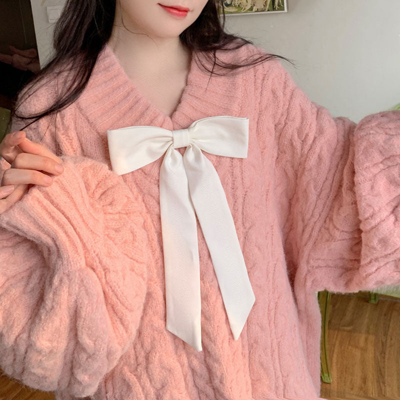 Loose Pink Bow Sweater SE22211