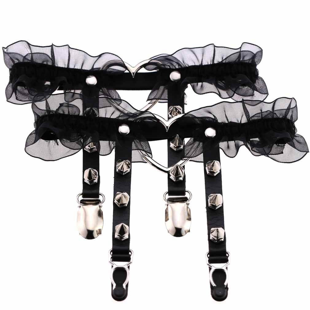 Love Lace Rivet Leg Garters SE21469