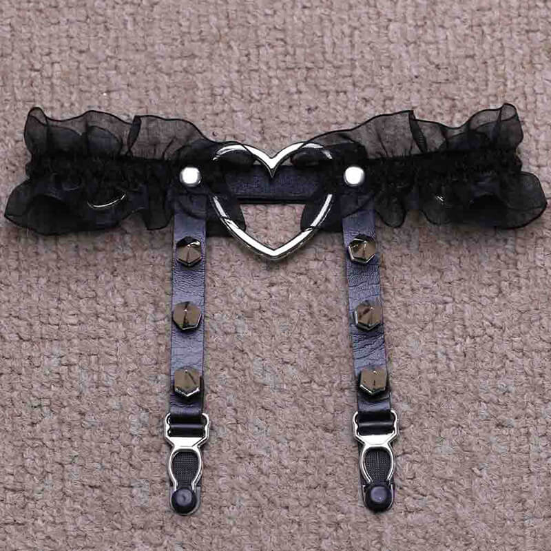 Love Lace Rivet Leg Garters SE21469