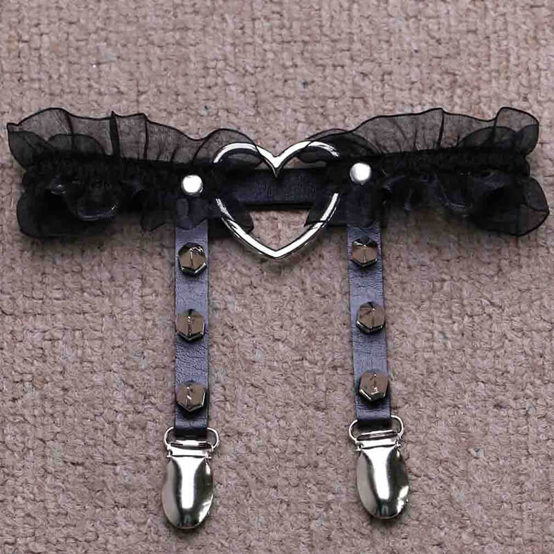 Love Lace Rivet Leg Garters SE21469