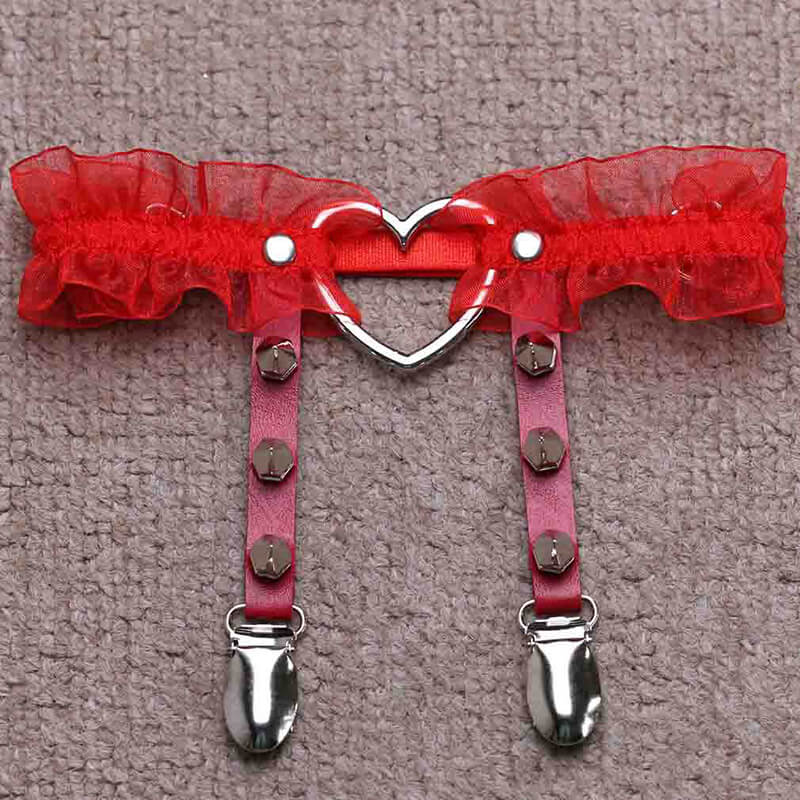 Love Lace Rivet Leg Garters SE21469