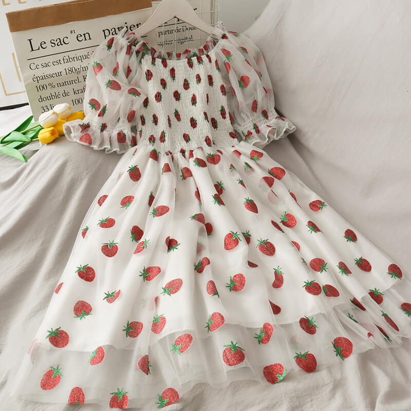 Mesh Strawberry Dress SE21528