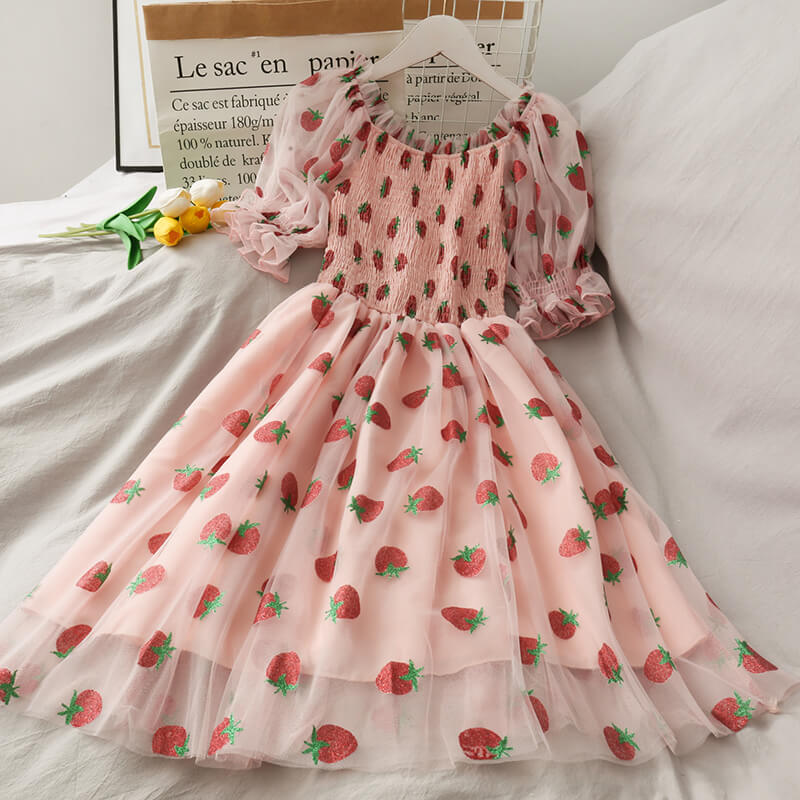 Mesh Strawberry Dress SE21528