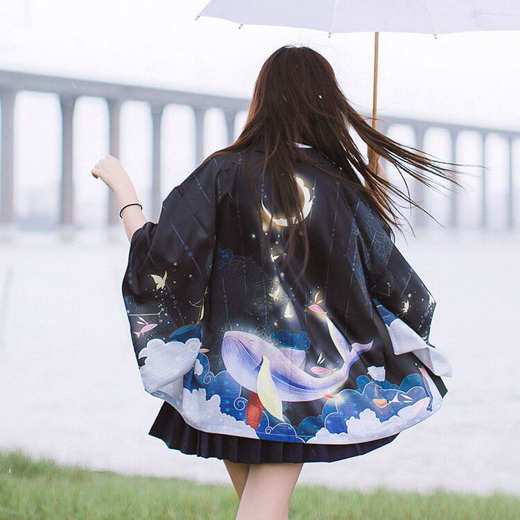 Moon Butterfly Whale Cardigan Kimono SE20842