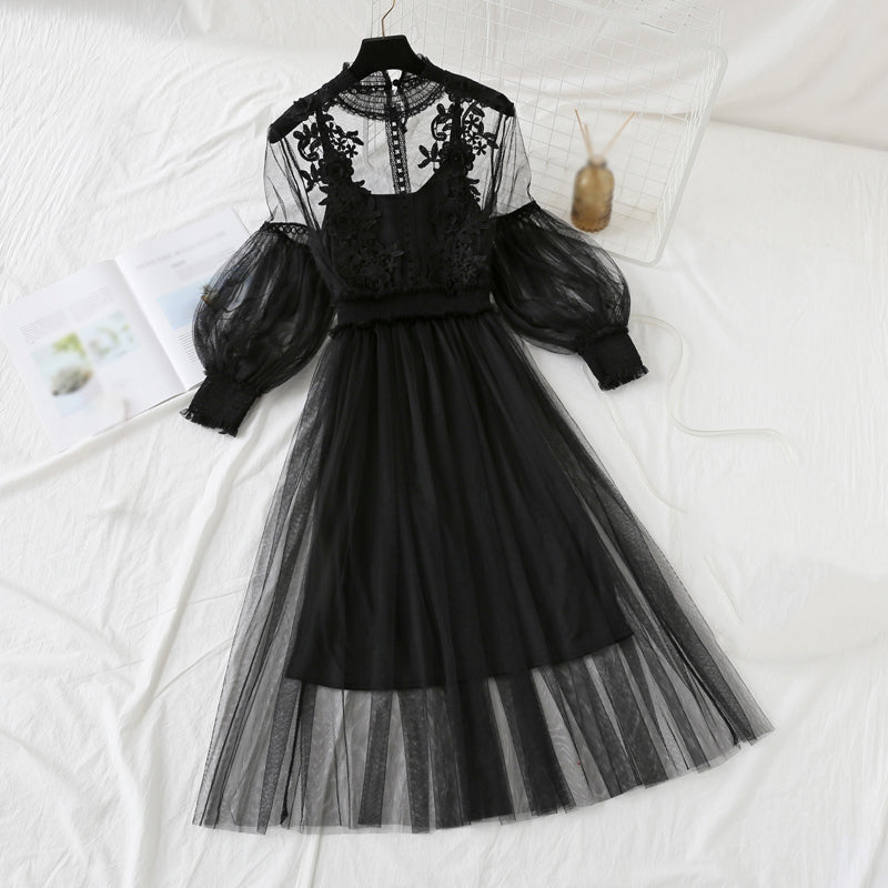 Lace Flower Gauze Dress SE21002