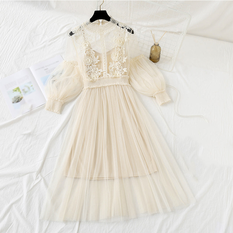 Lace Flower Gauze Dress SE21002