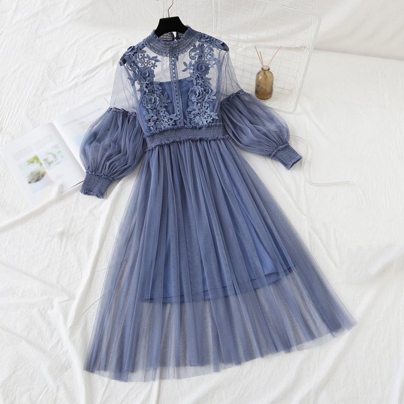 Lace Flower Gauze Dress SE21002