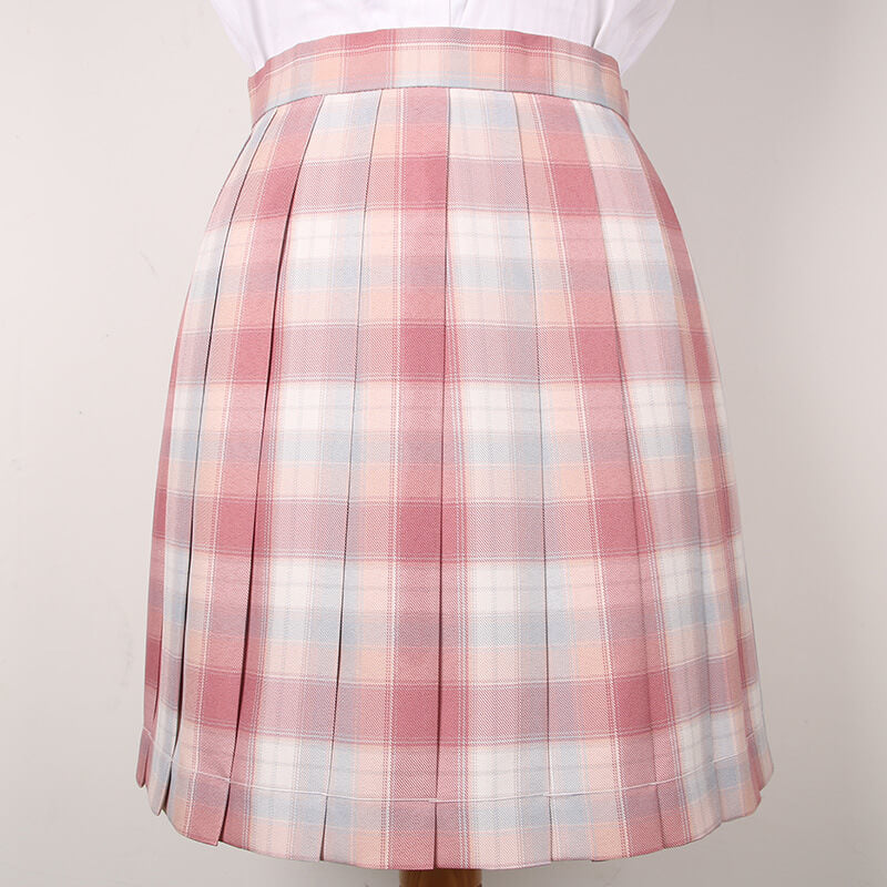 Pink Plaid Pleated Skirt SE21703