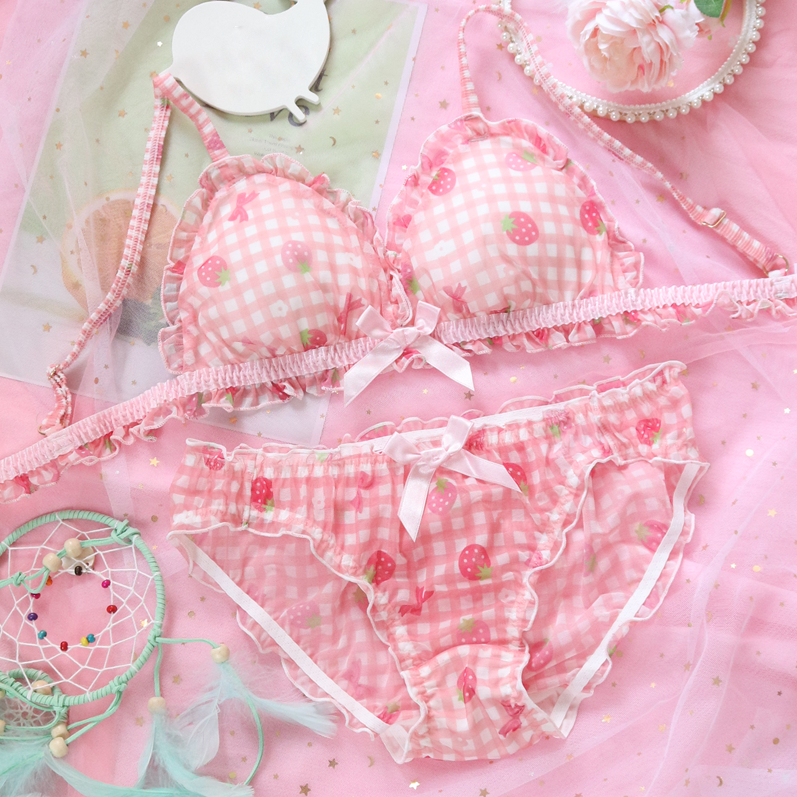 Pink Strawberry Plaid Underwear SE22095 – SANRENSE