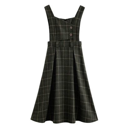 Plaid Woolen Strap Dress SE21982
