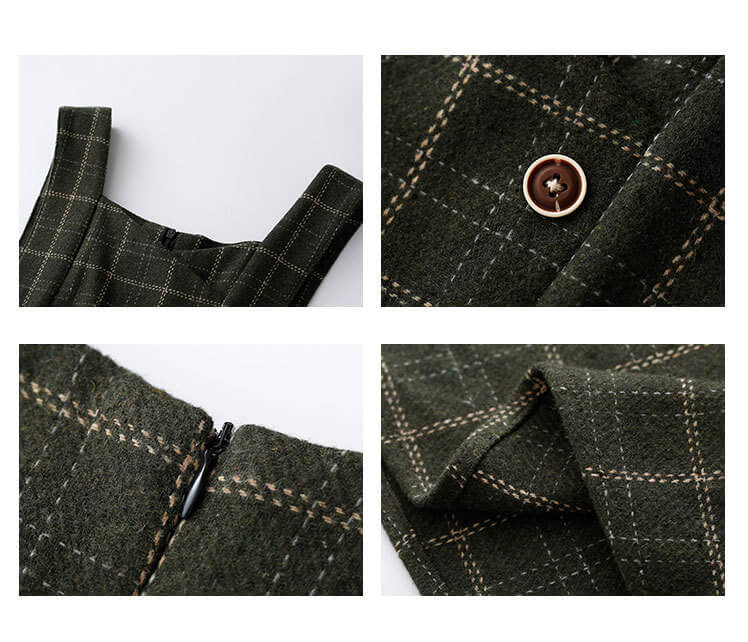 Plaid Woolen Strap Dress SE21982