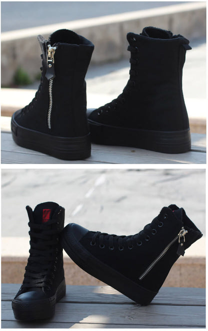 Punk Black Zipper Canvas Shoes SE21370