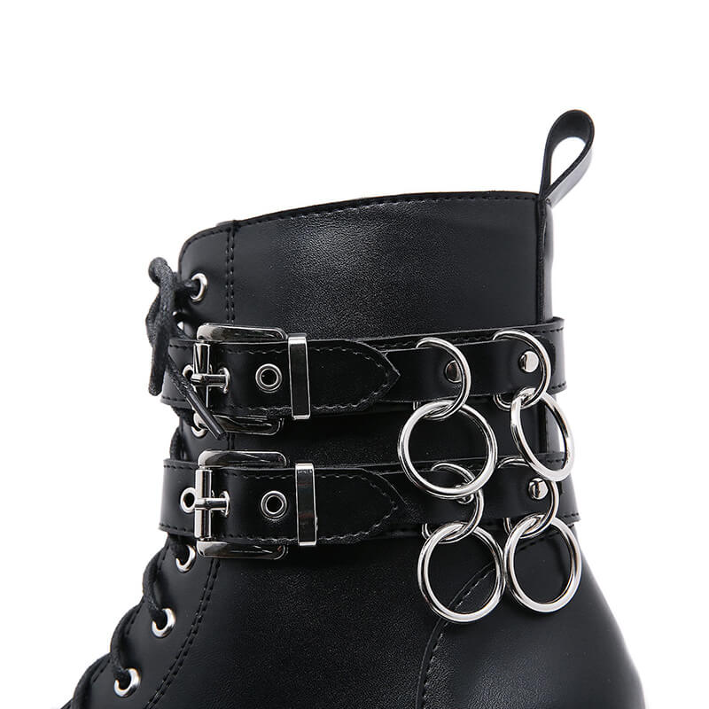 Punk Buckle Ring Platform Boots SE21779